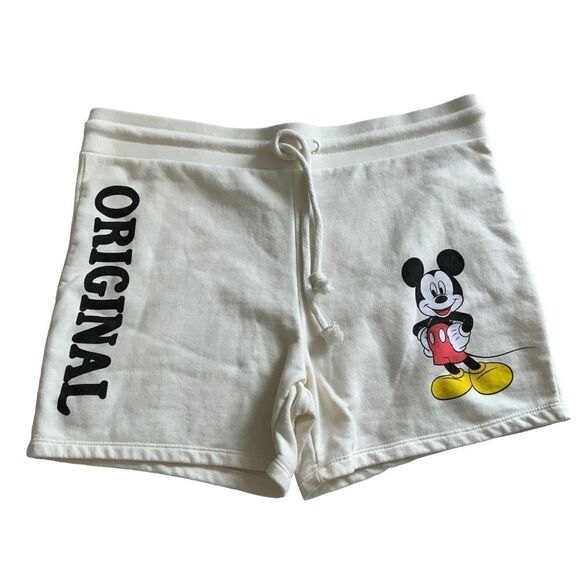 DISNEY Mickey Mouse Soft Sleep Shorts Cream Ivory Color Juniors L 11/13 - Picture 9 of 11